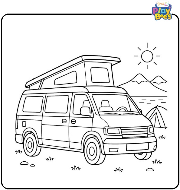 Camper Bus Coloring Page