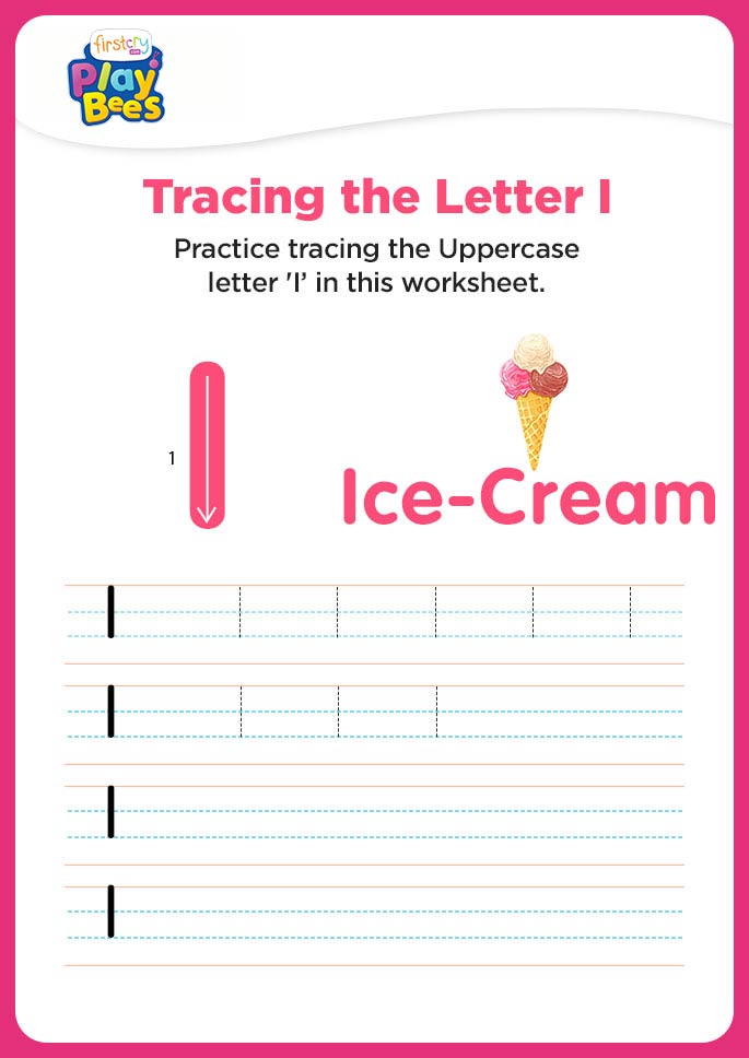 Capital Letter I tracing worksheet