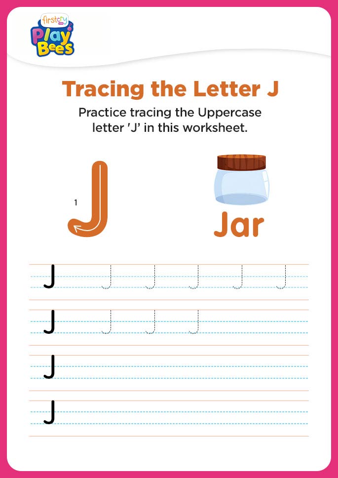 Capital Letter J writing worksheet