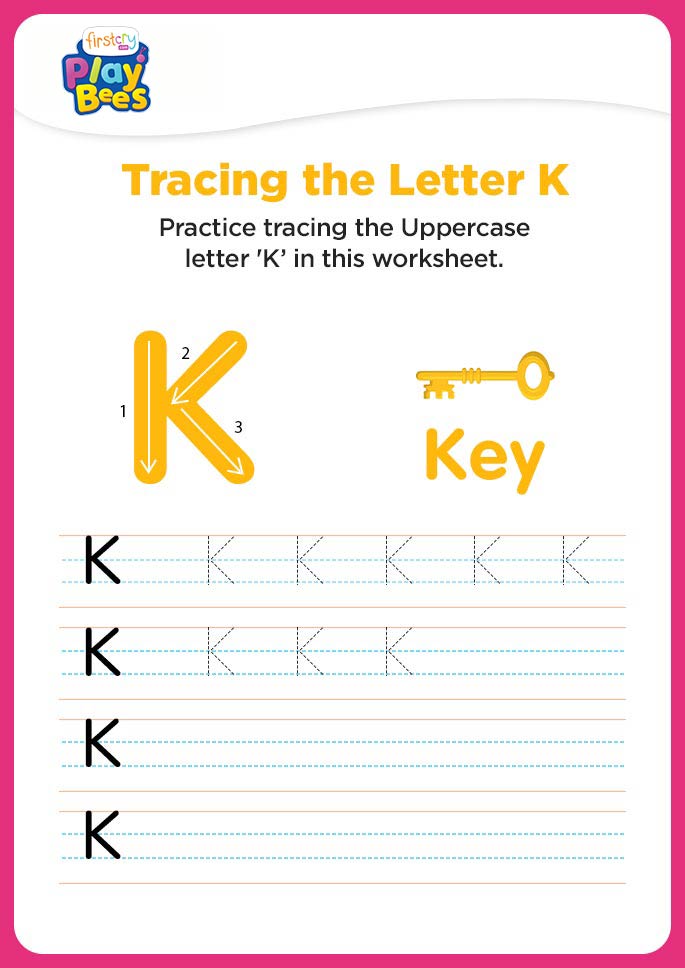 Capital Letter K tracing worksheet