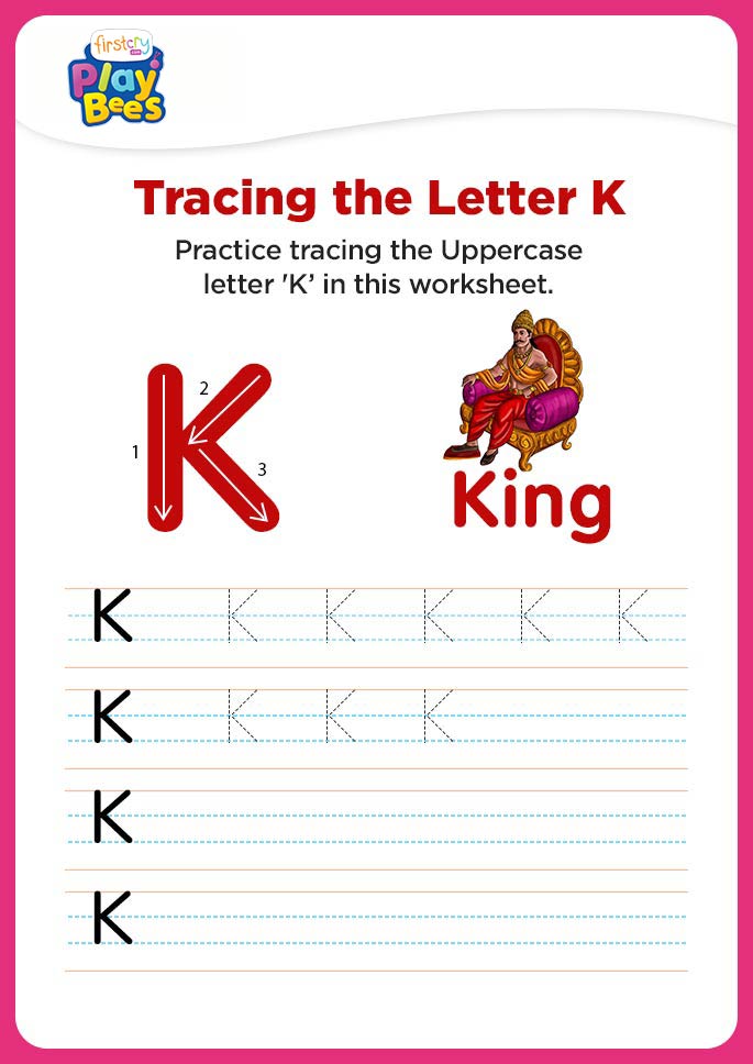 Capital Letter K writing worksheet