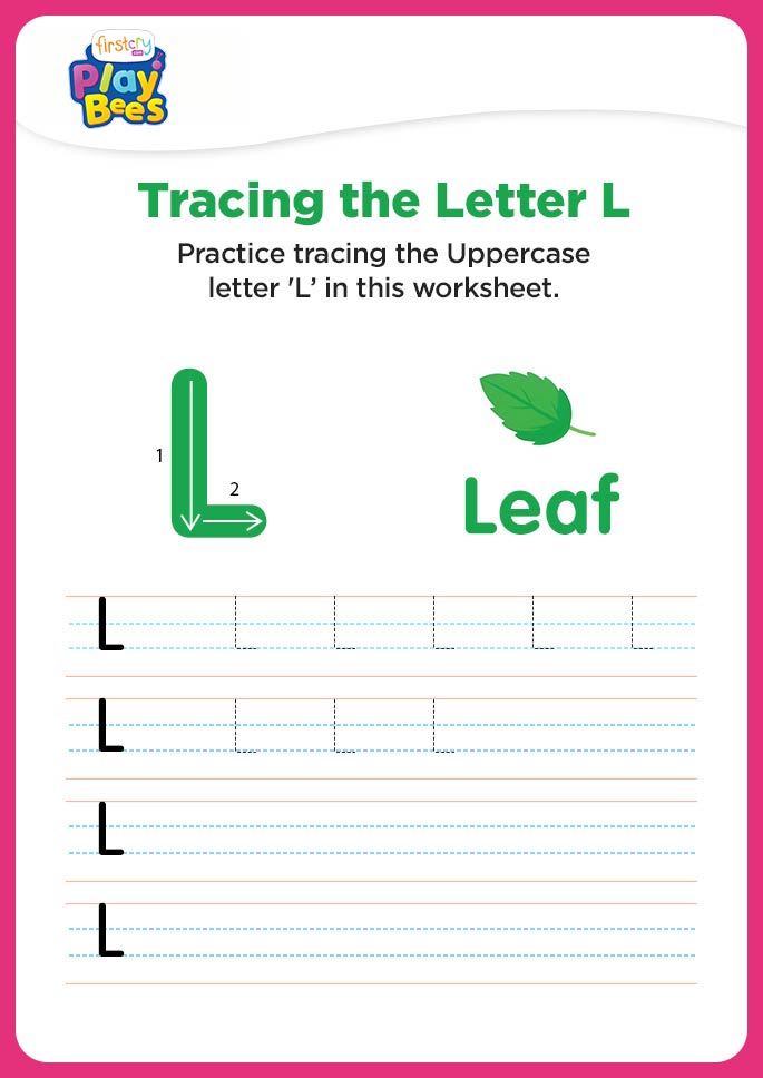 Capital Letter L tracing worksheet