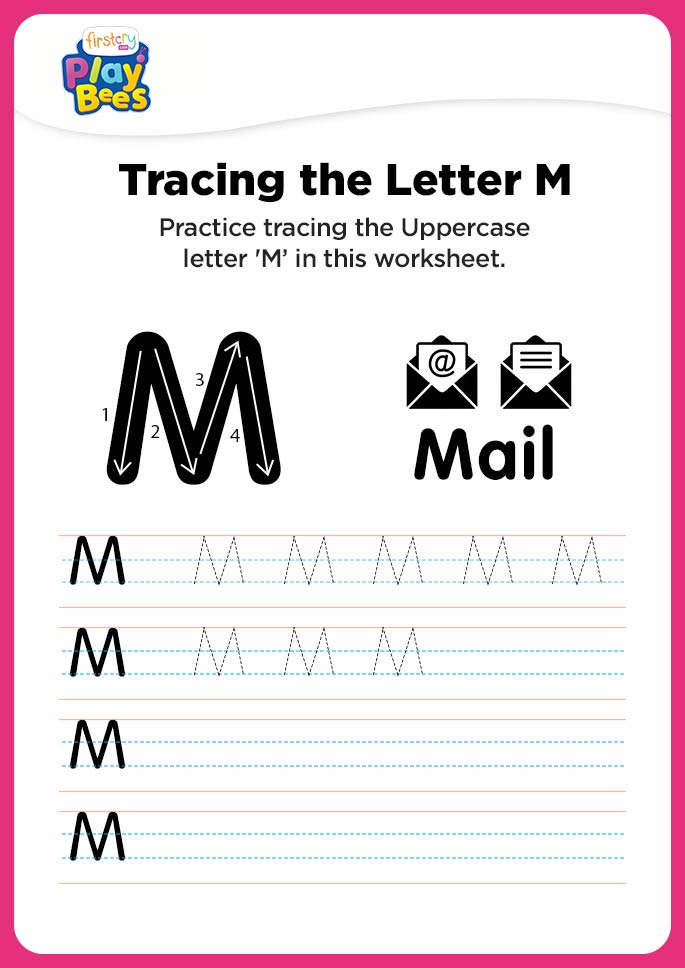 Capital Letter M tracing worksheet