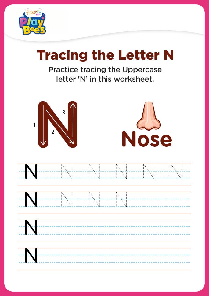 Capital Letter N practice worksheet