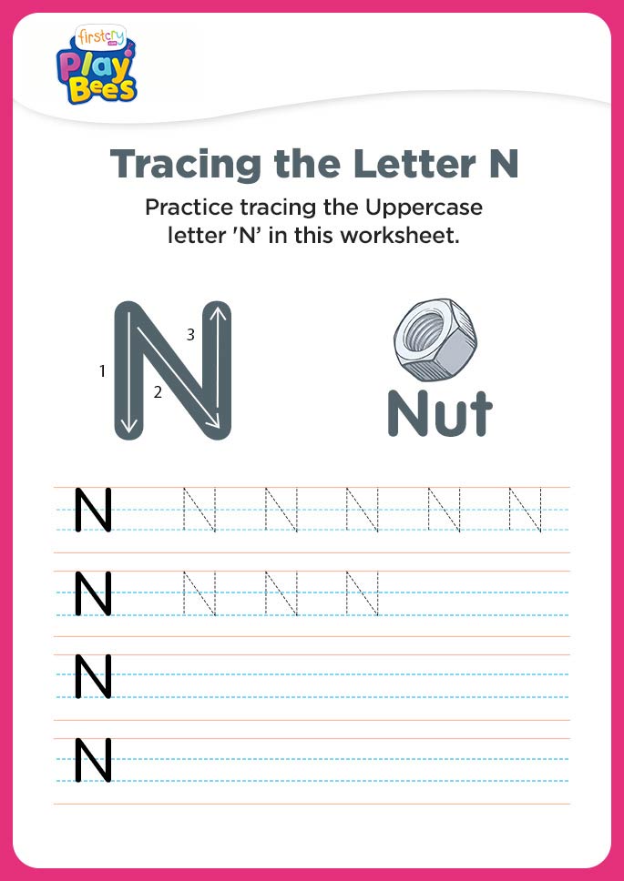 Capital Letter N printable worksheet