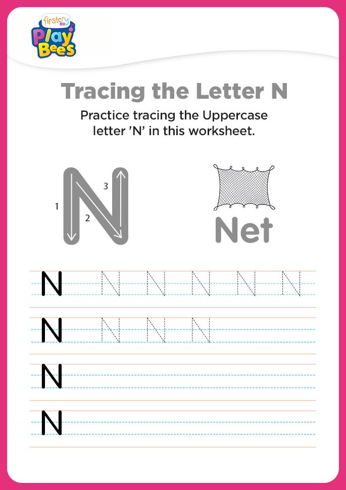 Capital Letter N writing worksheet