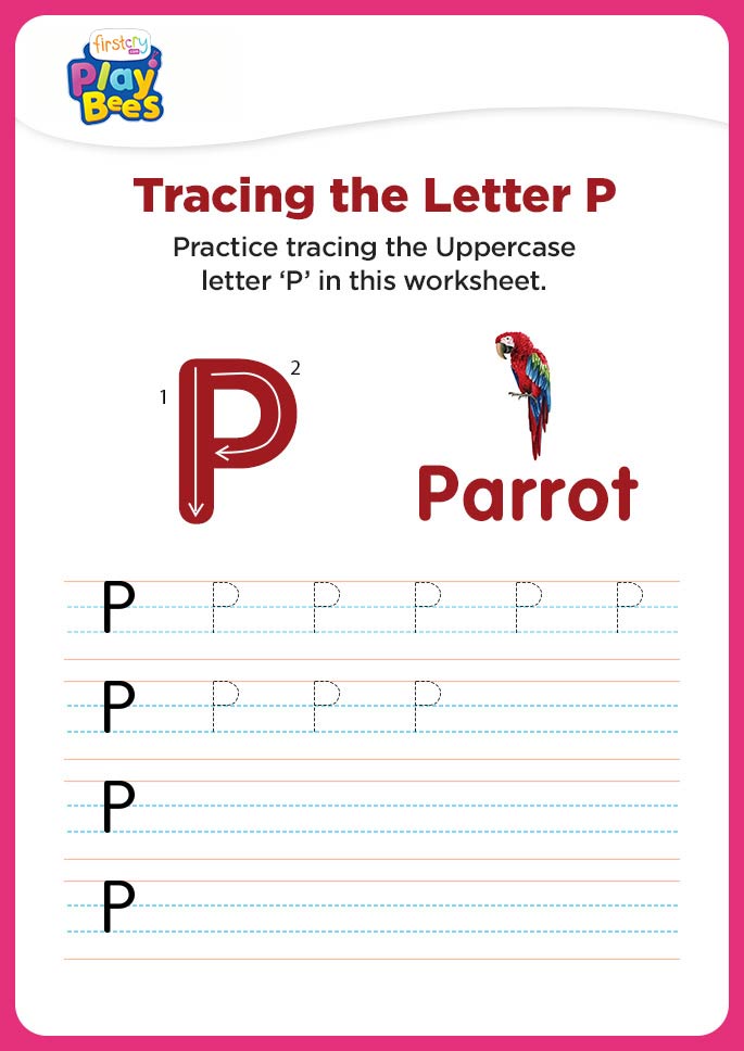 Capital Letter P tracing worksheet