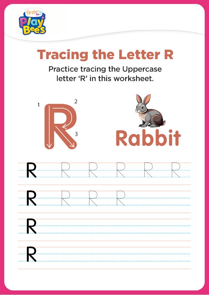 Capital Letter R tracing worksheet