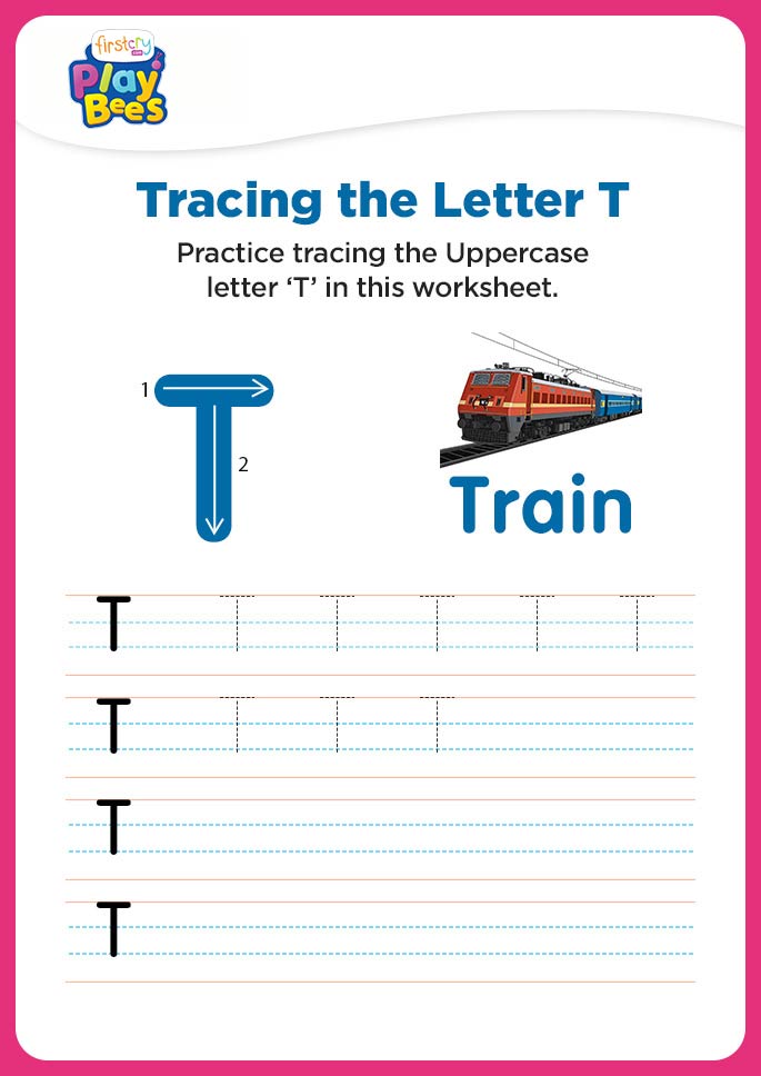 Capital Letter T practice worksheet