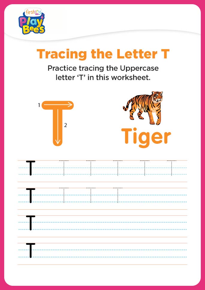 Capital Letter T writing worksheet