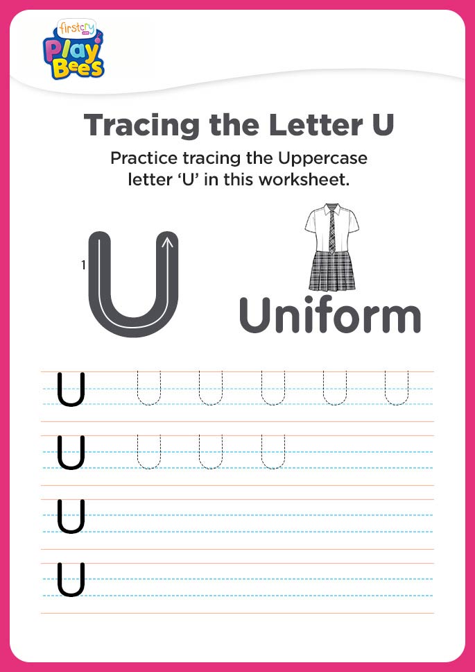 Capital Letter U practice worksheet