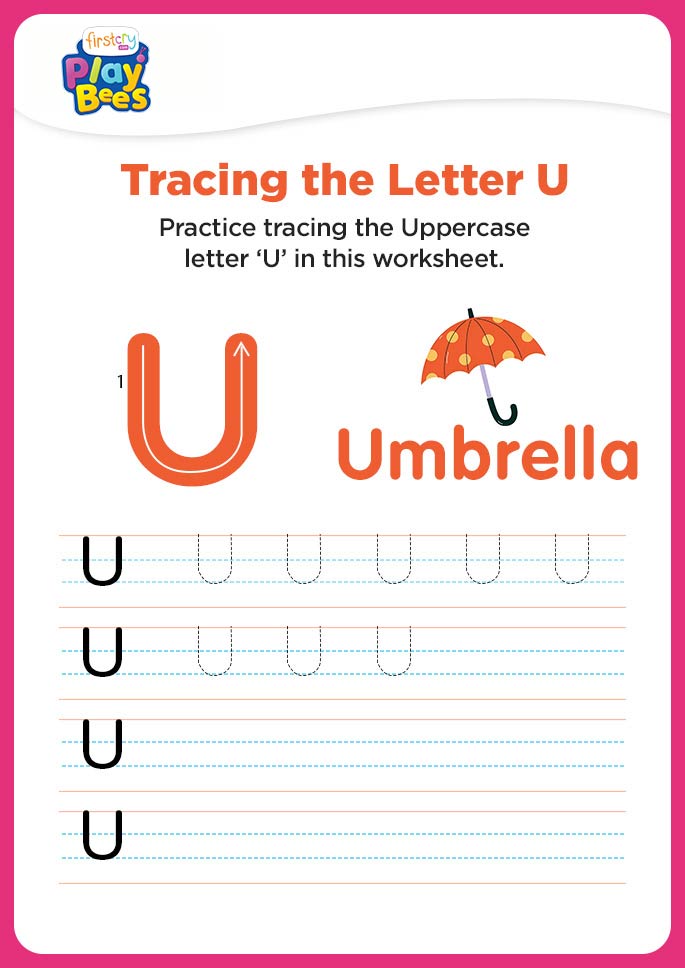 Capital Letter U tracing worksheet