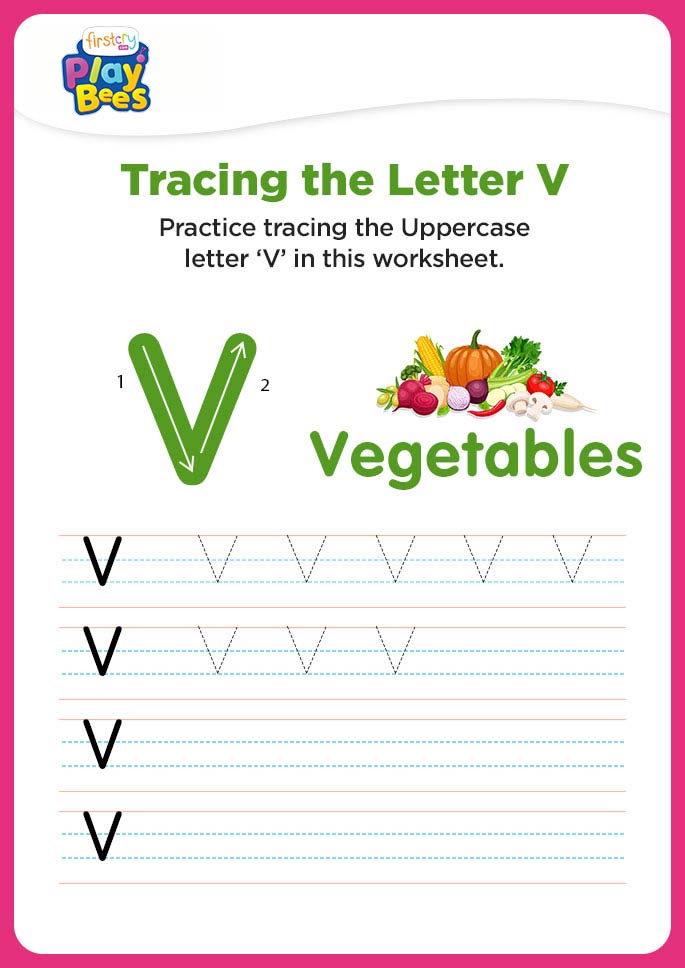 Capital Letter V practice worksheet