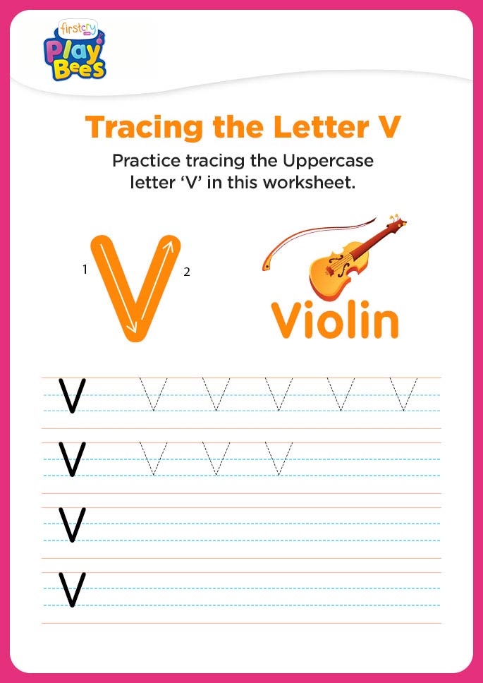 Capital Letter V printable worksheet