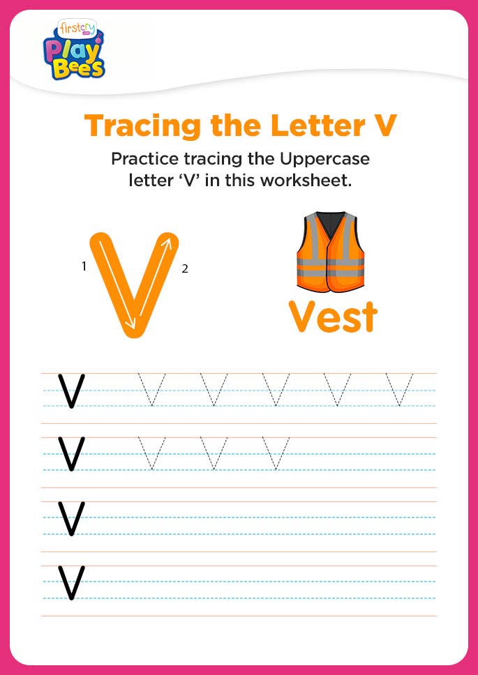 Capital Letter V recognition worksheet