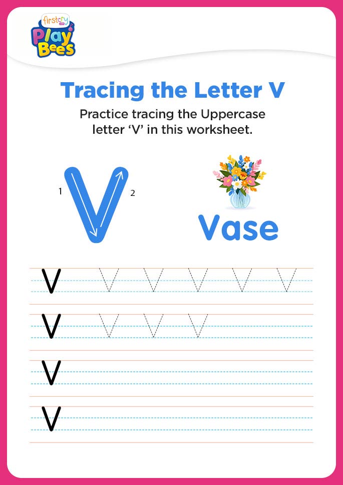 Capital Letter V writing worksheet