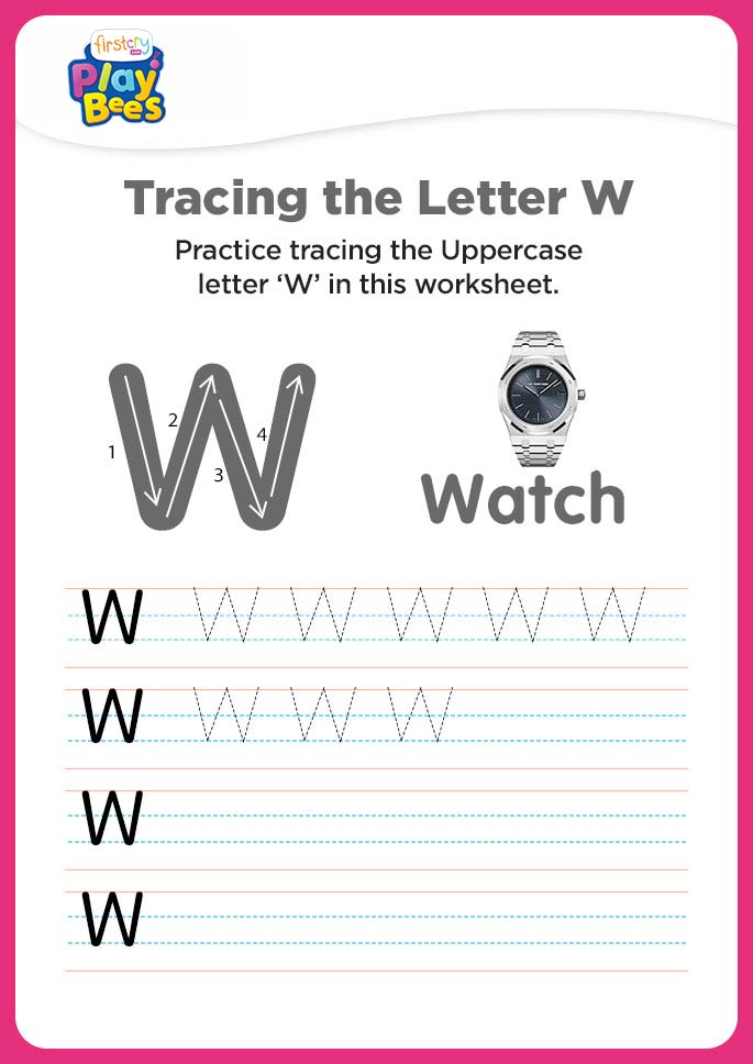 Capital Letter W writing worksheet