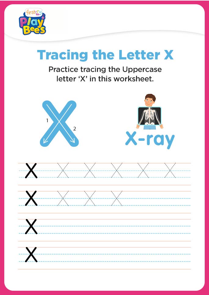 Capital Letter X tracing worksheet
