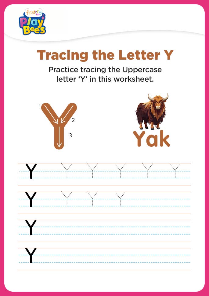 Capital Letter Y tracing worksheet
