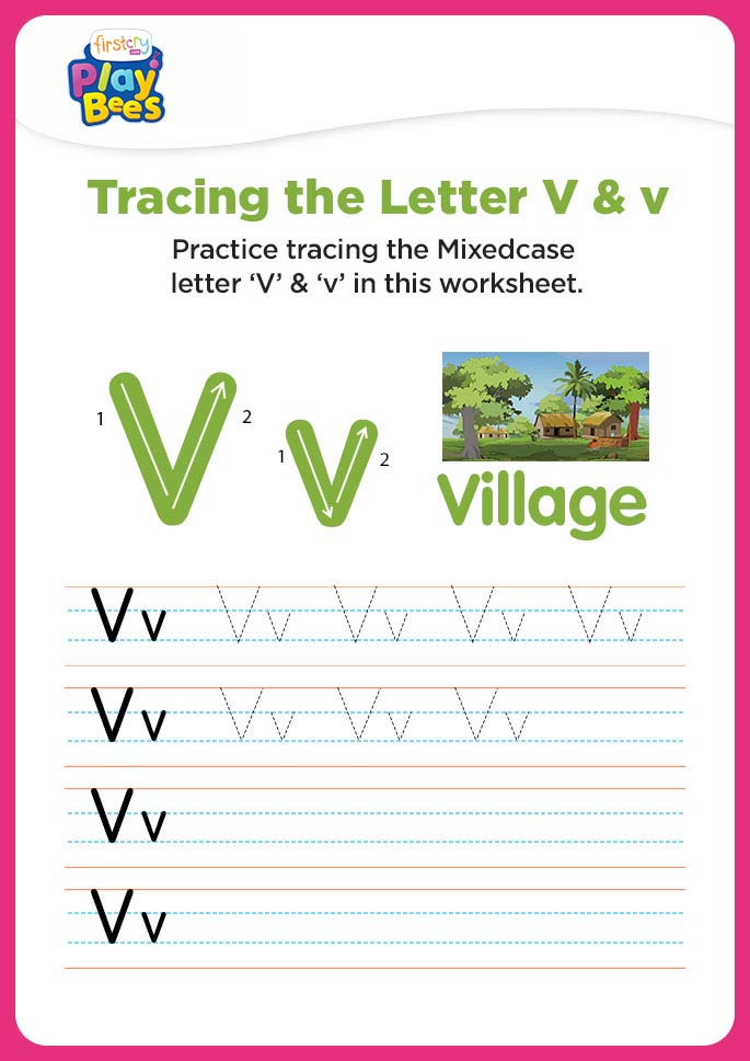 Capital and small Letter V worksheet