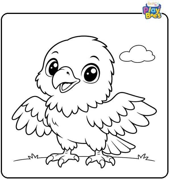 Chibi Bald Eagle Coloring Page