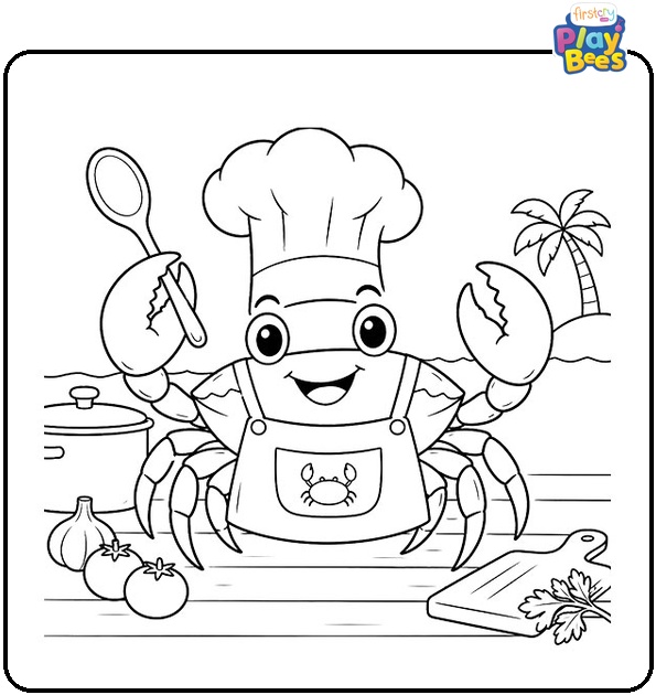 Crab Chef Coloring Page