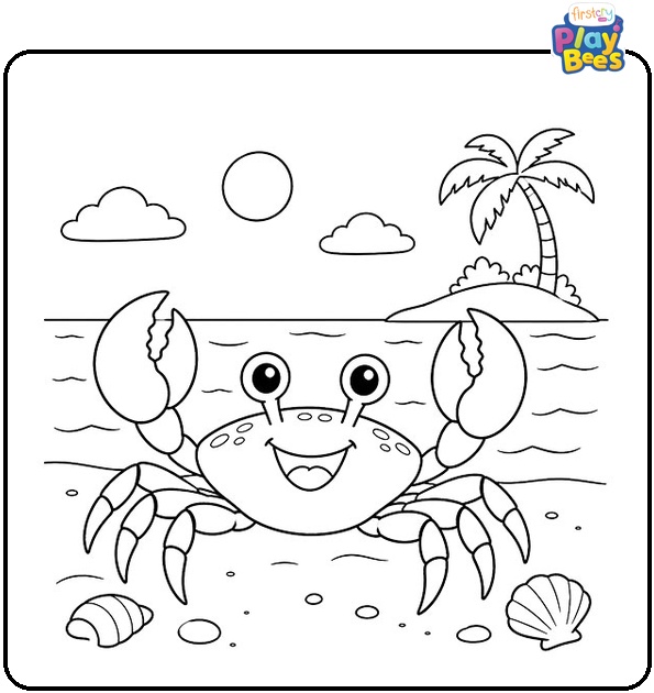 Crab Near an Island Coloring Page