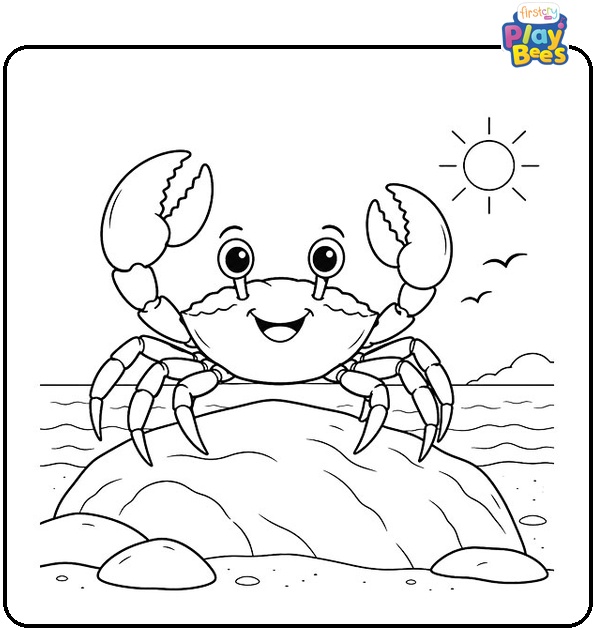 Crab on a Rock Coloring Page