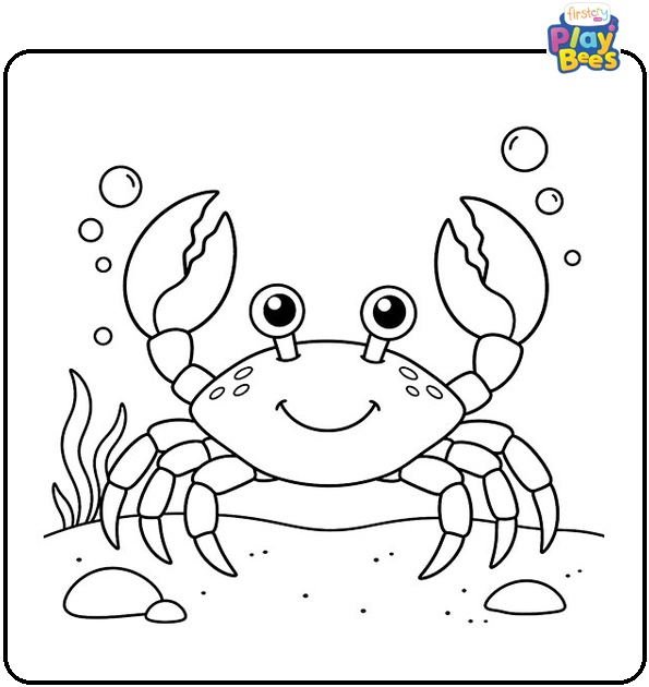 Crab with Bubbles Coloring Page