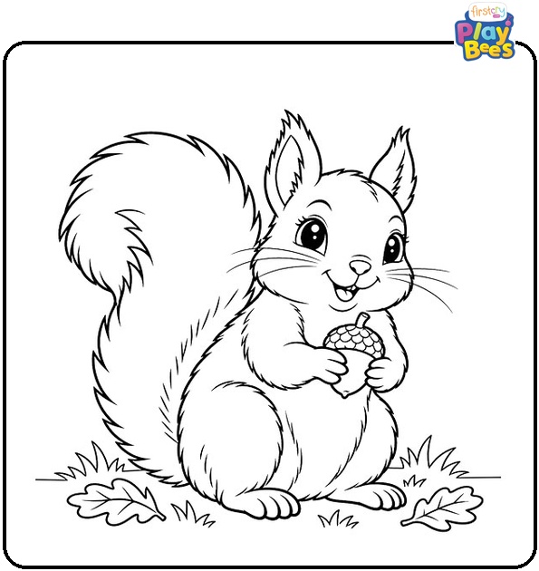 Cute Squirrel Coloring Page