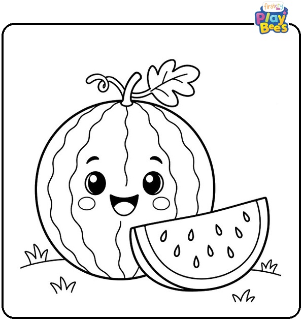 Cute Watermelon Coloring Page