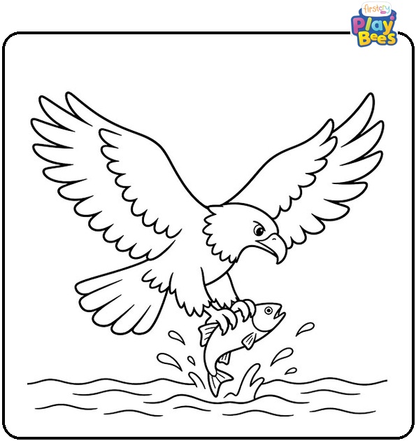 Eagle Catching Fish Coloring Page
