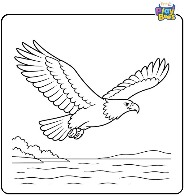Eagle Over Water Coloring Page