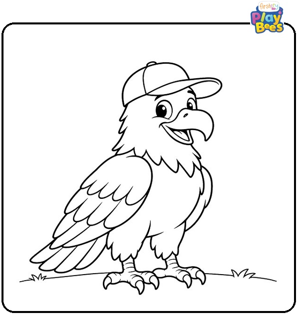 Eagle in a Baseball Cap Coloring Page
