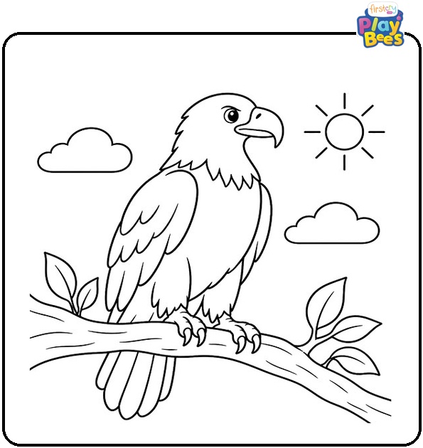 Eagle on Branch Coloring Page