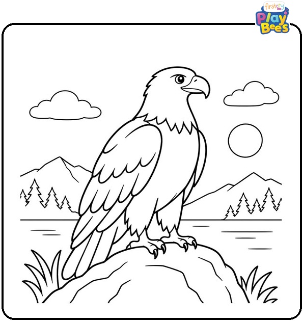 Eagle on Rock Coloring Page