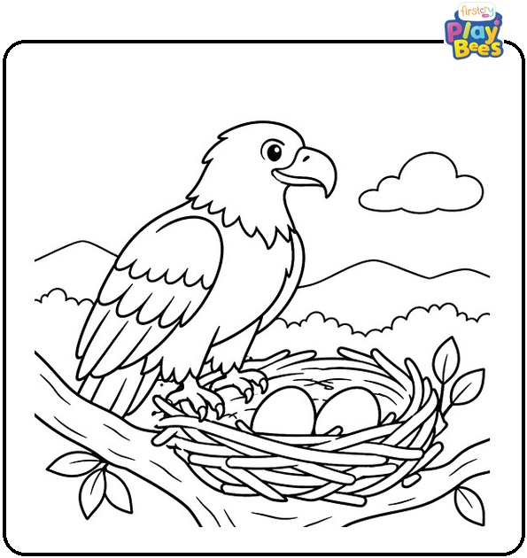 Eagle with Nest Coloring Page