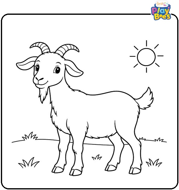 Easy Goat Coloring Page 