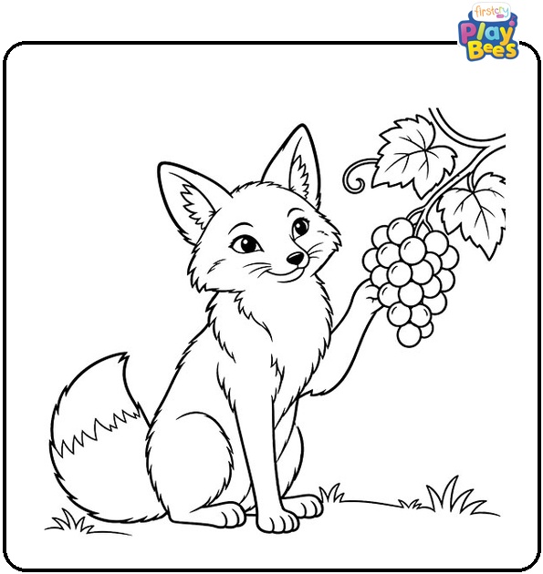 Fox and the Bunch of Grapes Coloring Page