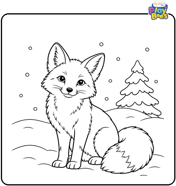 Fox in the Snow Coloring Page