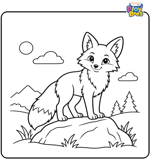 Fox on a Rock Coloring Page