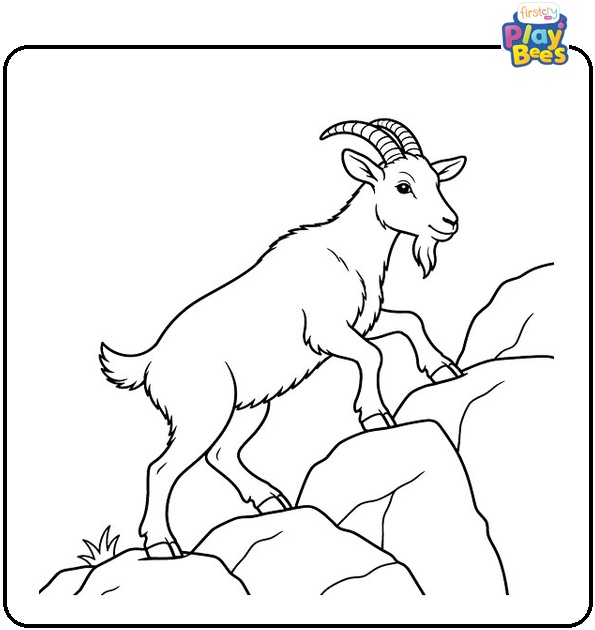 Goat Climbing Rocks Coloring Page
