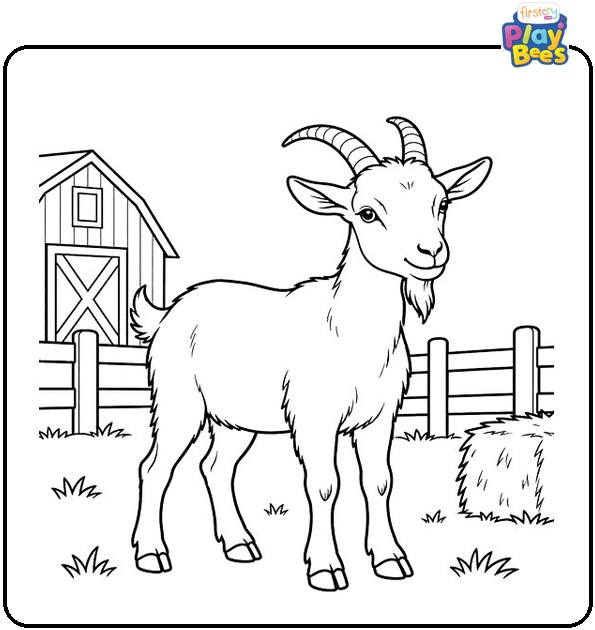 Goat on a Farm Coloring Page