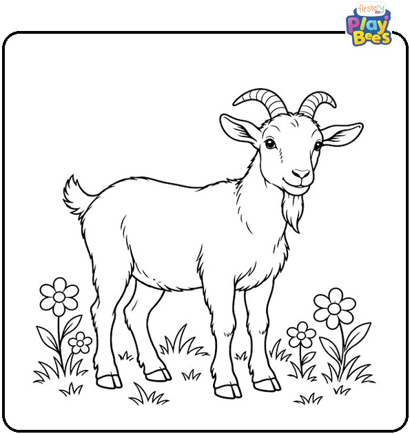 Goat with Flowers Coloring Page