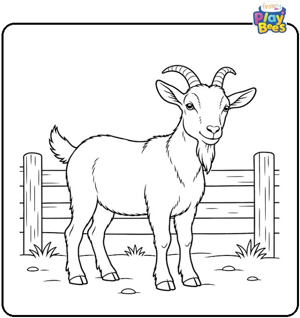 Goat with a Farm Fence Coloring Page