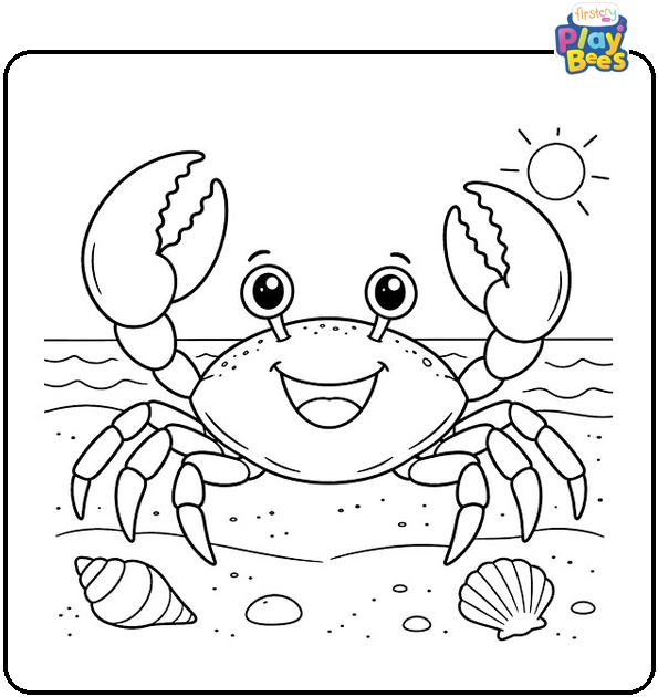 Happy Crab Coloring Page
