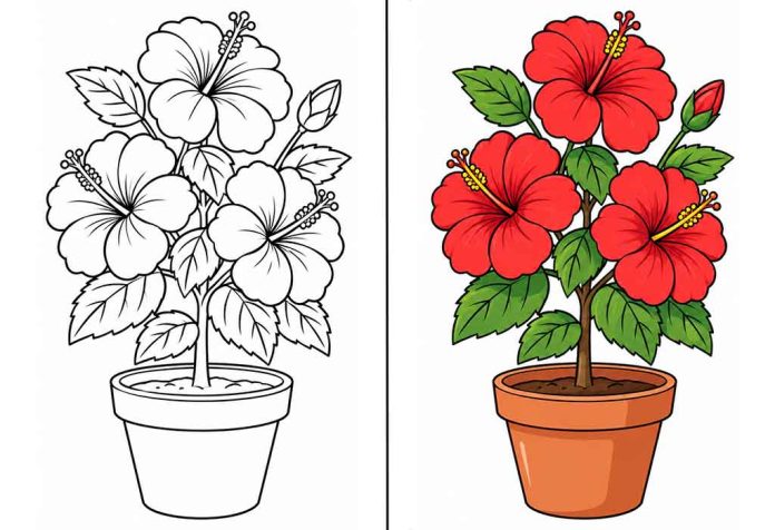 Hibiscus Coloring Pages – Free Printable Worksheets & Pictures