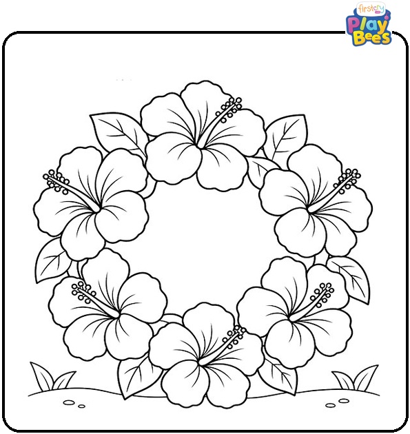 Hibiscus Flower Lei Coloring Page Hibiscus Flower Lei Coloring Page