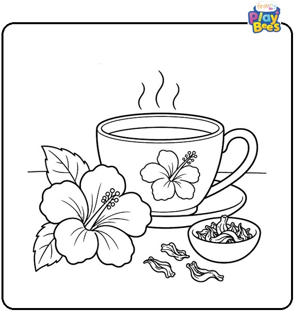 Hibiscus Tea Coloring Page Hibiscus Tea Coloring Page