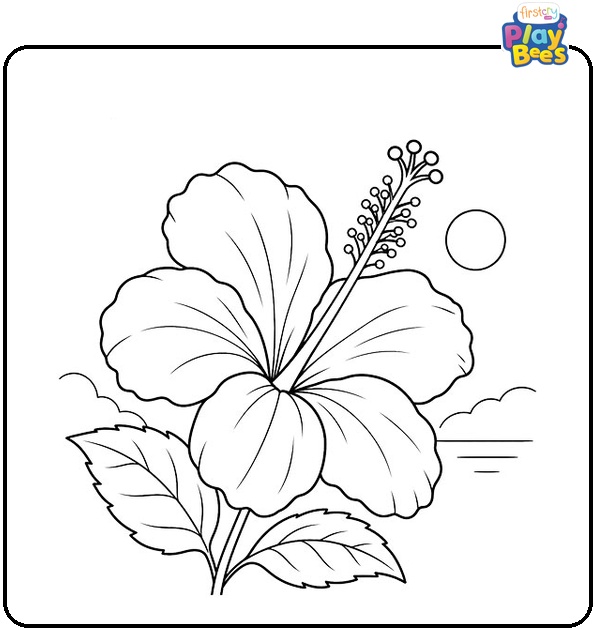 Hibiscus with Long Stamen Coloring Page Hibiscus with Long Stamen Coloring Page